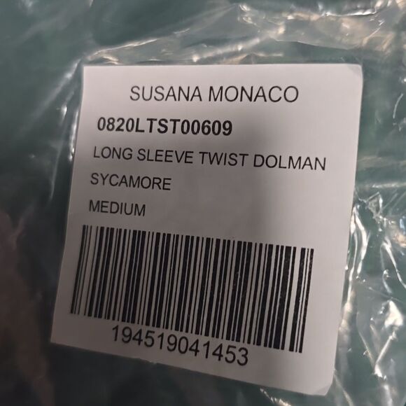 Susana Monaco -1717 NWT Long Sleeve Twist Dolman Top in Sycamore Dark Green M - Picture 8 of 11
